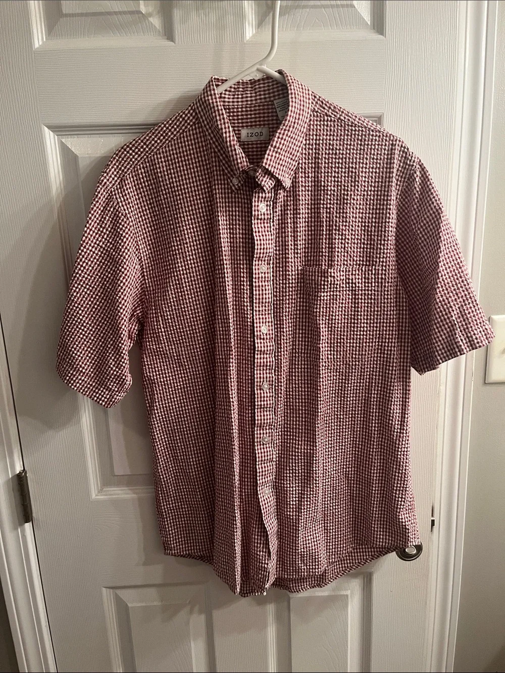 NWOT Izod Red and Cream Checkered Cotton Shirt